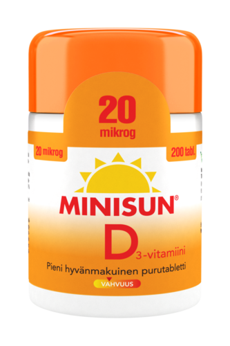 MINISUN D-VITAMIINI 20 MIKROG 200 TABL